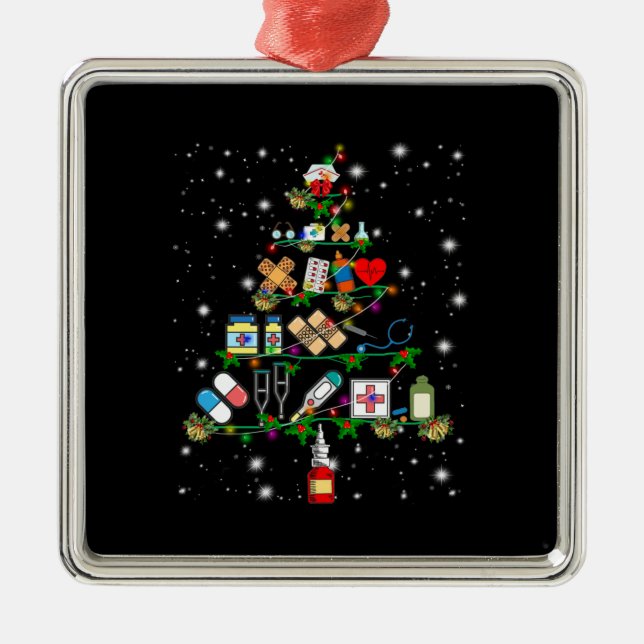 Ornamento De Metal Presente de Enfermeira | Enfermeiro Apparatus Árvo (Frente)