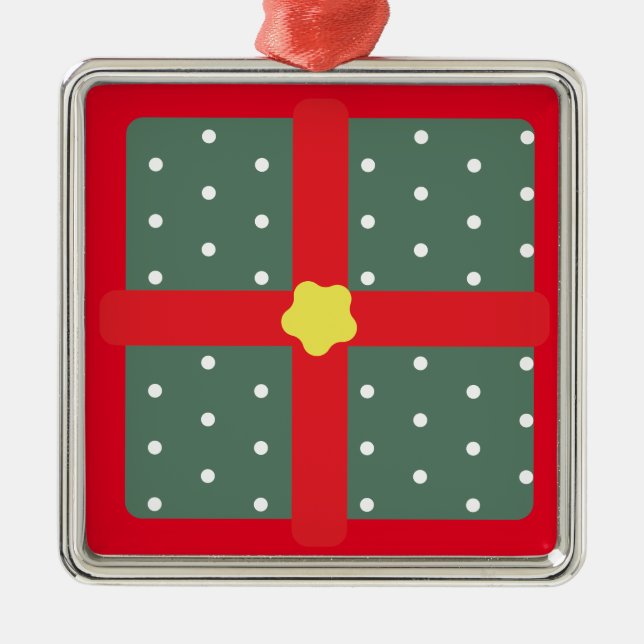 Ornamento De Metal Presente de Férias da Janela de Natal (Frente)