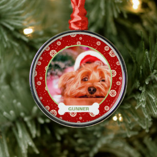 Ornamento De Metal Presente de Foto de Cachorro Personalizado Natal