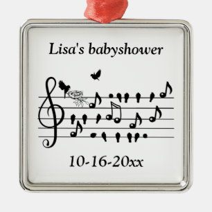 Ornamento De Metal Presente de Música Personalizada para Chá de Bebê