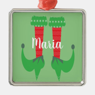Ornamento De Metal Presente de Natal com Saltos de Pé de Elfo Fofo Re