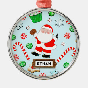 Ornamento De Metal Presente de Natal de Beisebol Personalizado