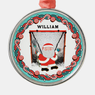 Ornamento De Metal Presente de Natal de Lacrosse Personalizado