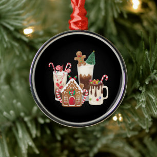 Ornamento De Metal Presente de Natal para Amante de Café de Pão de Me