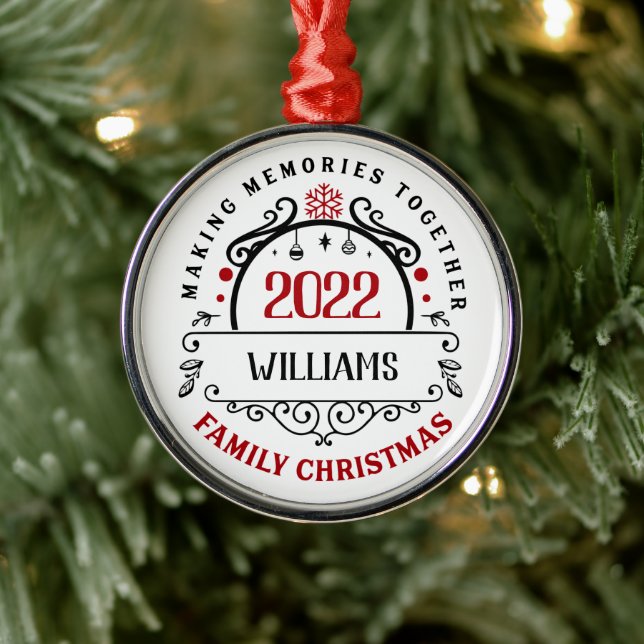 Ornamento De Metal Presente de Natal Personalizado com Nome da Famíli (Árvore)