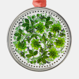 Ornamento De Metal Presente de Natal Verde Faux Design de Natal