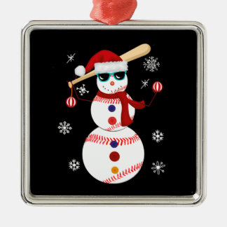 Ornamento De Metal Presente de Santa Hat Snowman de Baseball de Natal