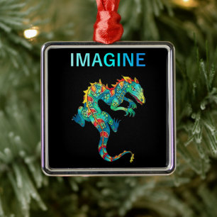 Ornamento De Metal Presente De Tatuagem Do Dragão Da Retro Fantasy P