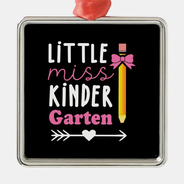 Ornamento De Metal Presente do professor | Little Miss Kinder Garten (Frente)