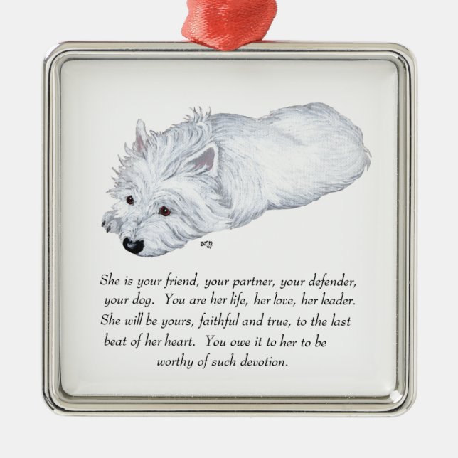 Ornamento De Metal Presente do West Highland White Terrier (Frente)