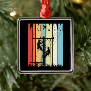 Ornamento De Metal Presente para Eletricista Lineman Vintage