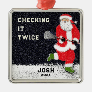 Ornamento De Metal Presentes de Feriado de Lacrosse