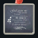 Ornamento De Metal Presentes de quadro de oração de serenidade<br><div class="desc">A maravilhosa Oração da Serenidade lê: Deus me conceda a serenidade para aceitar as coisas que não posso mudar, a coragem para mudar as coisas que posso e a sabedoria para saber a diferença. Ele é escrito em fontes e texto no estilo quadro-pessoal autêntico. Isso faz um belo amor, presente...</div>