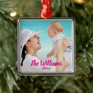 Ornamento De Metal Presentes Personalizados com Foto Moderna Simples 