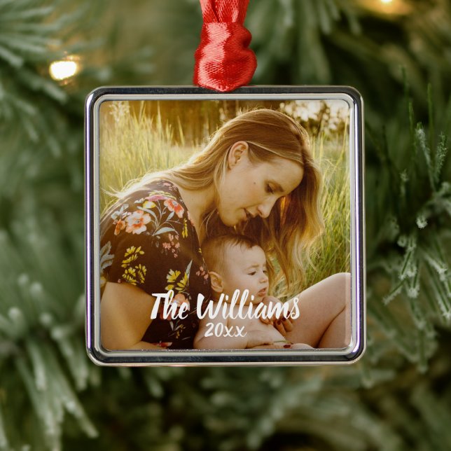 Ornamento De Metal Presentes Personalizados com Foto Moderna Simples  (Árvore)