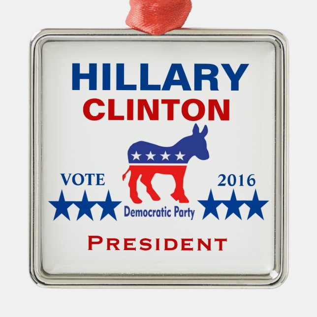 Ornamento De Metal Presidente 2016 de Hillary Clinton (Frente)