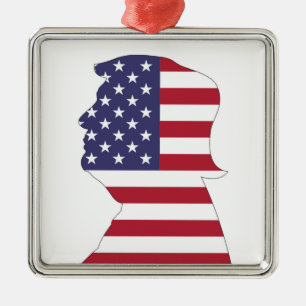 ORNAMENTO DE METAL PRESIDENTE DONALD TRUMP AMERICAN FLAG
