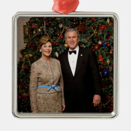 Ornamento De Metal Presidente George Bush, Laura Casa Branca de Natal