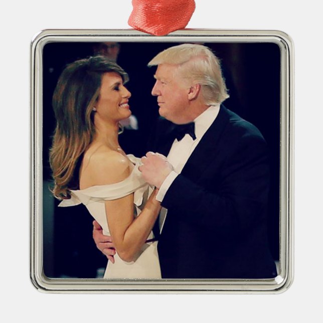 Ornamento De Metal Presidente Trump e Melania Dancing (Frente)