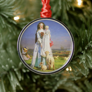 Ornamento De Metal Pretty Baa Lambs de Ford Madox Brown