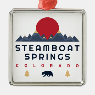 Ornamento De Metal Primaveras de barco a vapor Colorado Flag Mountain