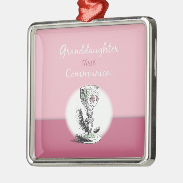 Ornamento De Metal Primeira Comunhão da Netas em Rosa, Cálice (Esquerda)