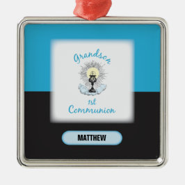 Ornamento De Metal Primeira Comunhão, Taça Azul