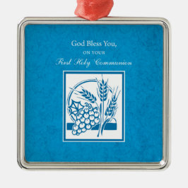 Ornamento De Metal Primeira Comunhão, Trigo, Uva Azul