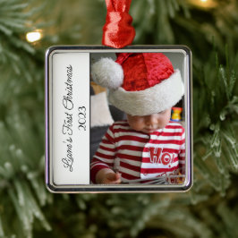 Ornamento De Metal Primeira Foto de Natal do Bebê 2023