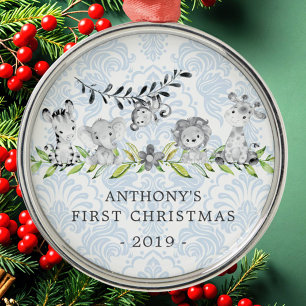 Ornamento De Metal Primeira Ornação de Natal do Bebê da Selva