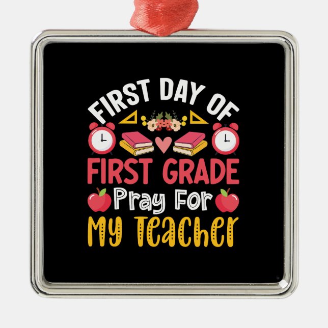Ornamento De Metal Primeiro Dia De Oração Para O Meu Professor (Frente)