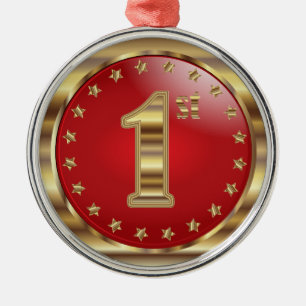 Ornamento De Metal Primeiro lugar - Prêmio da Medalha Dourada e Verm