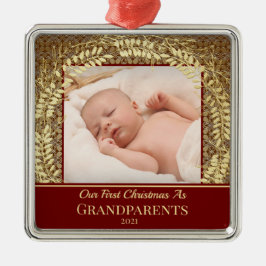 Ornamento De Metal Primeiro Natal Clássico com Dourada Terra