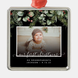 Ornamento De Metal Primeiro Natal como avós da Greenerescência de inv