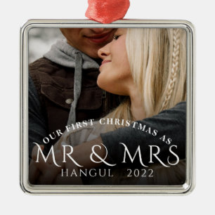 Ornamento De Metal Primeiro Natal como Foto de Casal Sr Sra