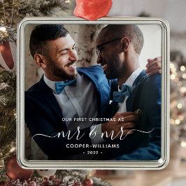 Ornamento De Metal Primeiro Natal como Sr e Sr Lembrança LGBTQ