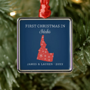 Ornamento De Metal Primeiro Natal de Casal em Idaho EUA Estado