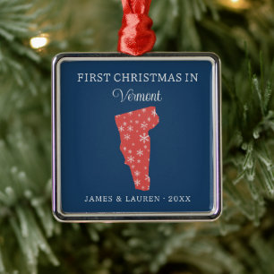 Ornamento De Metal Primeiro Natal de Casal em Vermont Estado EUA