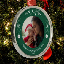 Primeiro Natal do Bebê Elegante com Foto e Nome Pe