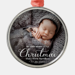 Ornamento De Metal Primeiro Natal do Bebê Foto