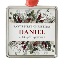 Primeiro Natal do Bebê Personalizado Floral de Inv