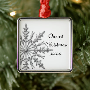 Ornamento De Metal Primeiro Natal do floco de neve junto