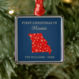 Ornamento De Metal Primeiro Natal em Missouri EUA Estado da Família