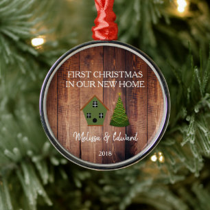 Ornamento De Metal Primeiro Natal em nossa nova Casa de Pássaros