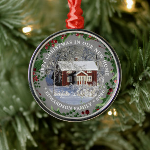 Ornamento De Metal Primeiro Natal em nossa nova Casa foto