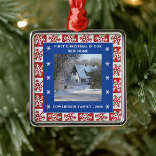 Ornamento De Metal Primeiro Natal em nossa nova Casa foto nome da fam
