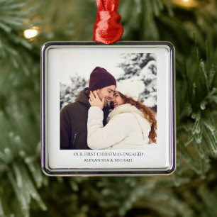 Ornamento De Metal Primeiro Natal Envolvido Foto personalizada do N