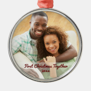 Ornamento De Metal Primeiro Natal Juntos Casal Envolvido Casado
