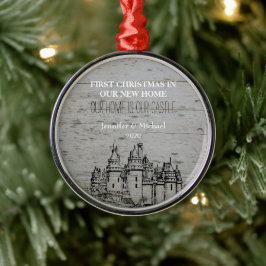 Ornamento De Metal Primeiro Natal no nosso novo Castelo Doméstico