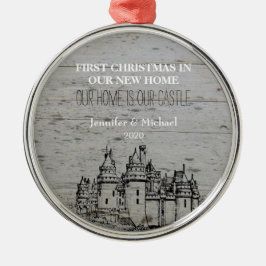 Ornamento De Metal Primeiro Natal no nosso novo Castelo Doméstico